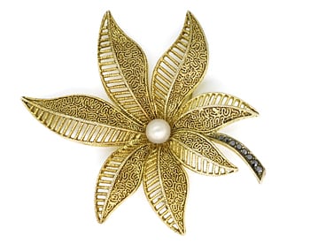 Foto 1 - Antike Fahrner Brosche Perle Markasiten Silber vergoldet, Q2097