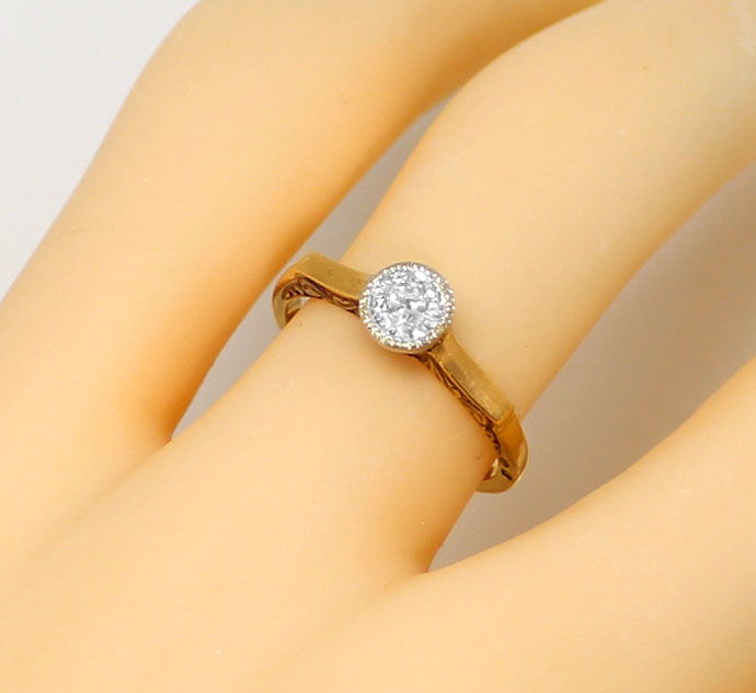 Foto 5 - antiker Diamant-Ring mit 0,29ct Solitaer in Rotgold 14K, R7043