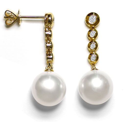 Foto 2 - Feine echte Südsee Perlen an Brillanten-Ohrhänger 14K, S1178