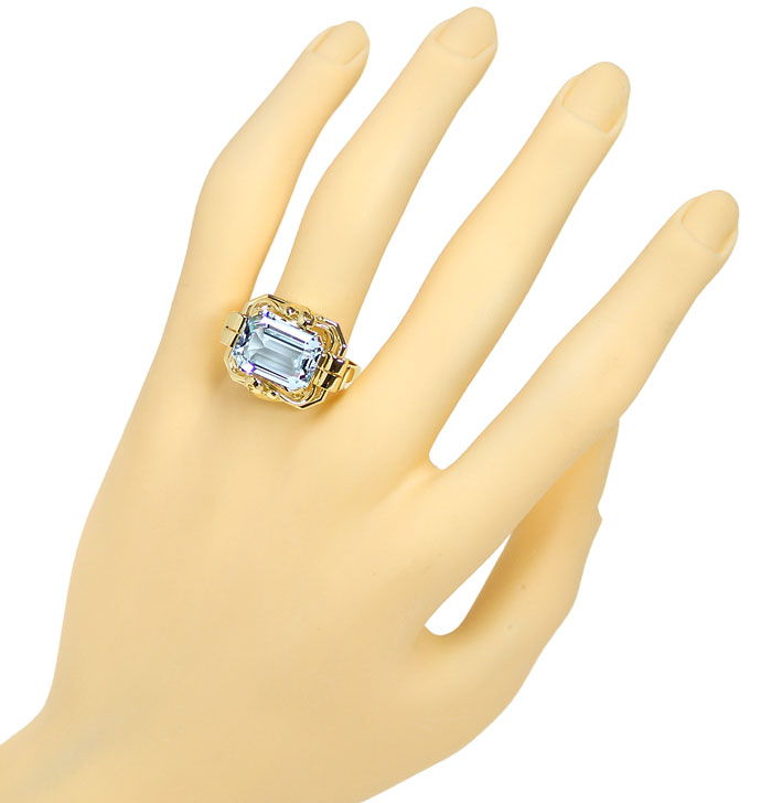 Foto 4 - Edler Handarbeits-Ring mit 7,5ct Aquamarin 14K Gelbgold, S9975