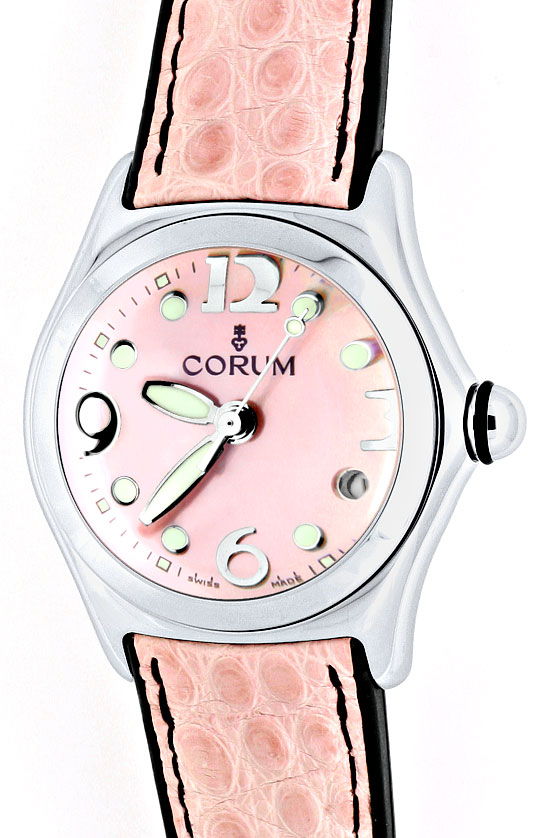 Foto 2 - Corum Bubble Medium Uhr Perlmutt Rosa, Stahl Ungetragen, U1498